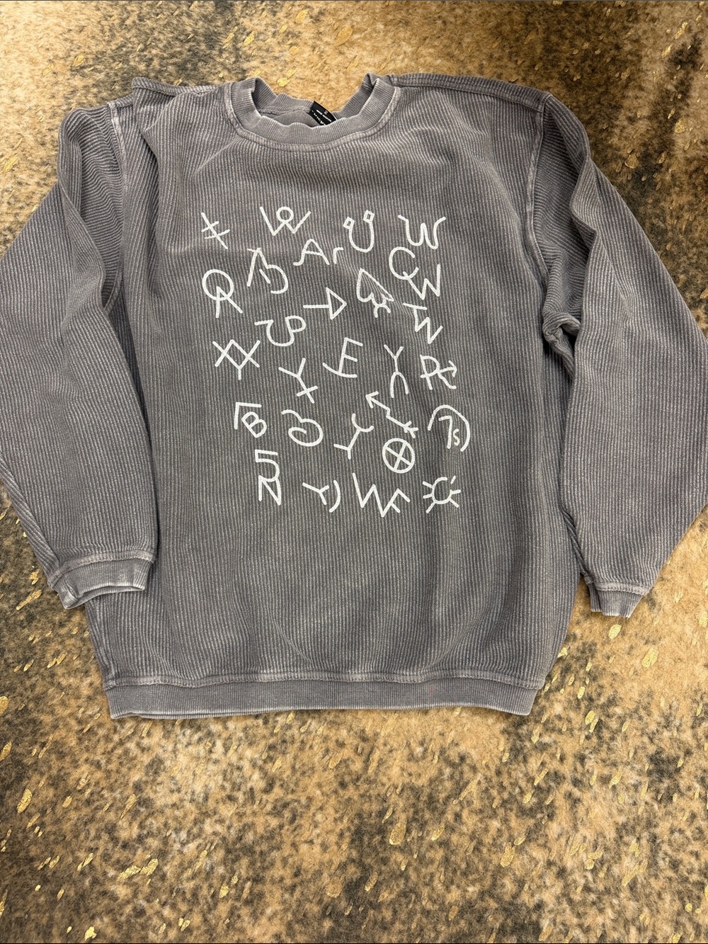Chicks-d Women's Corded Gray branded Crewneck Sweater